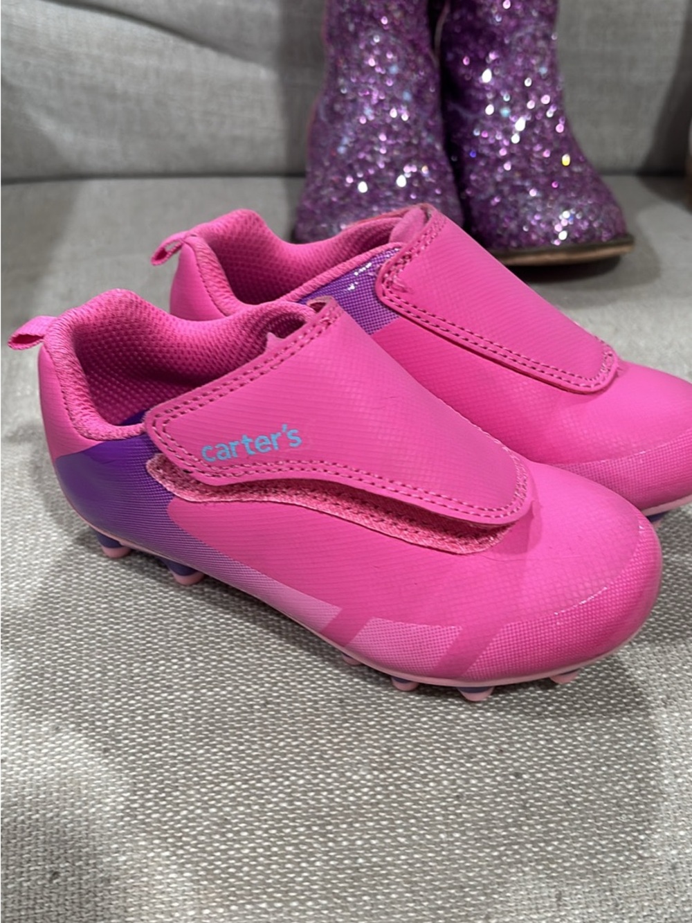 Carter's Bright Pink Girls' Hook-and-Loop Cleat Sneakers